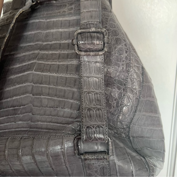 Nancy Gonzalez Grey Crocodile Drawstring Backpack main image 9